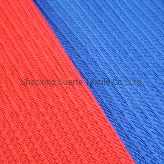 Tecido de malha 95% poliéster 5% material spandex DTY Rib para camiseta de camisa